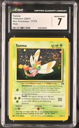 CGC 7 Yanma 17/75 Holo Rare Unlimited Neo Discovery Near Mint Pokemon Card