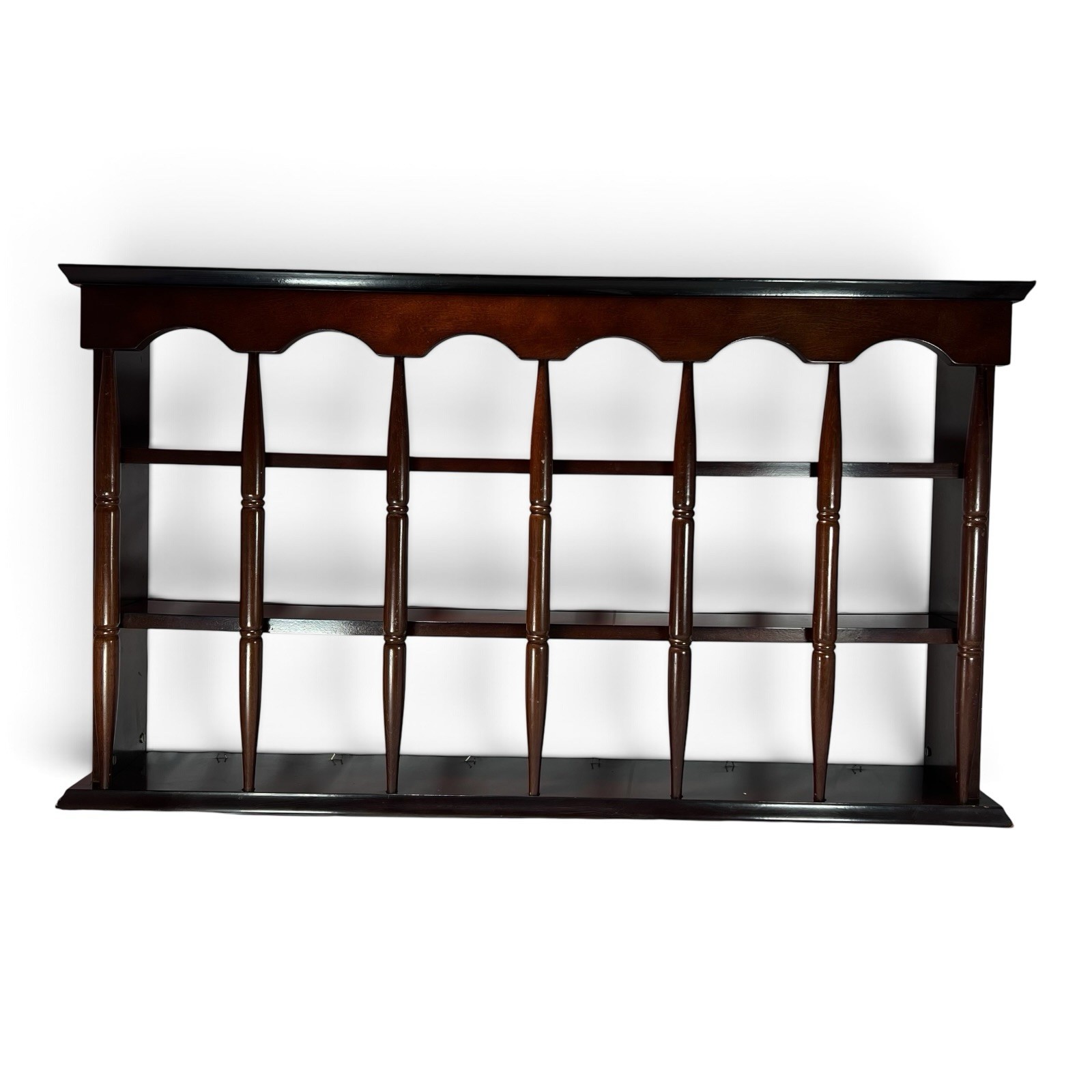 Vintage MCM Solid Wood Wall Plate Tea Cup Display Rack Shelf 36” x 20”
