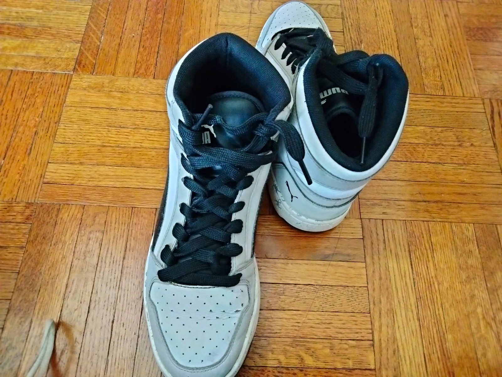 PUMA Men’s Mid Top Lace-Up Athletic Sneakers Colorblock White/Black Rubber
