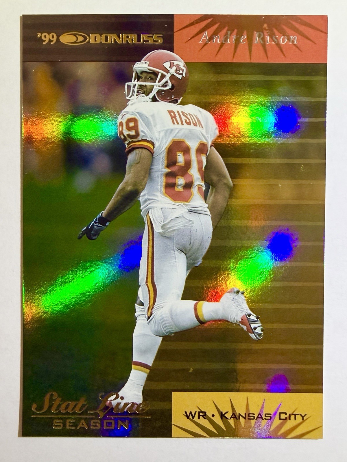 1999 Donruss #67 ANDRE RISON Gold Stat Line /11 Season 11 YAC Avg Chiefs SSP