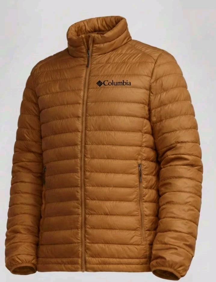 Mens Columbia Woodrose Crest 650  DOWN & OMNI HEAT Puffer  JACKET Sz XL  Camel