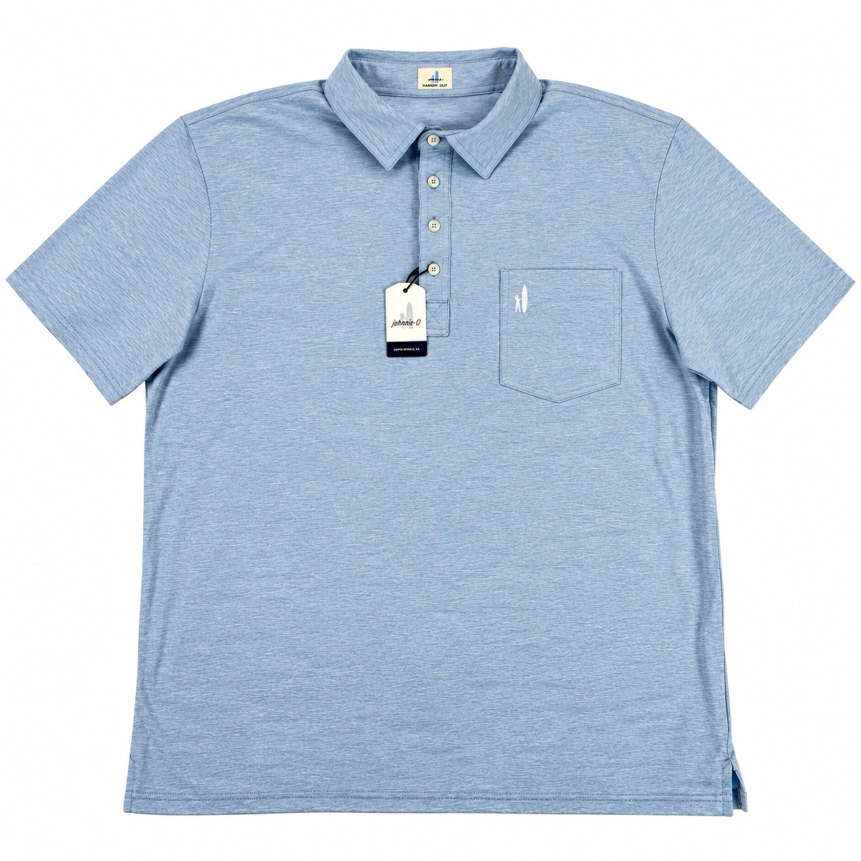 NWT Johnnie O Mens XL Hangin Out Heathered Polo Shirt Gulf Blue Stretch NEW