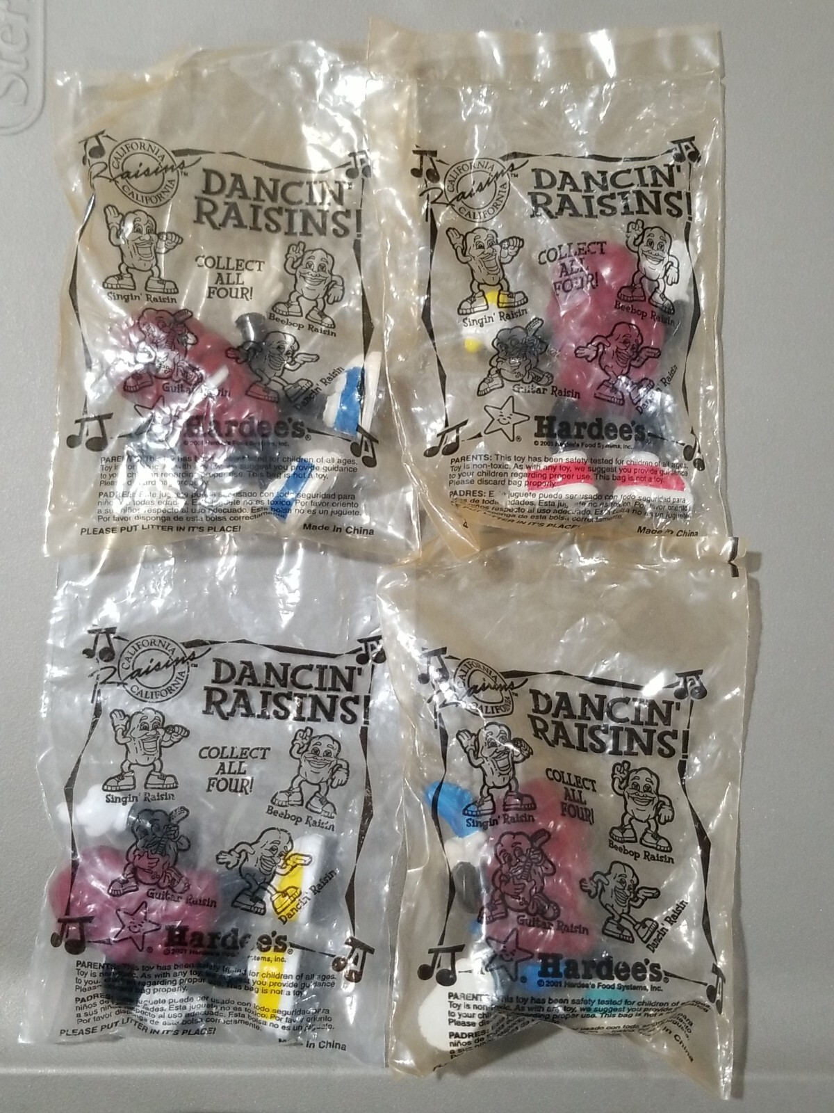 Hardee\'s 2001 California Raisins Dancin\' Raisins PVC Figures Premium Set of 4