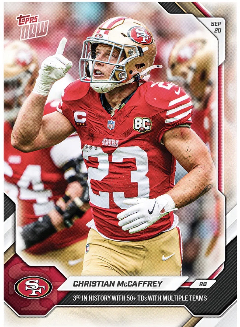 Christian McCaffrey 2026-27 NFL Topps NOW Card 21 San Francisco 49ers Presale