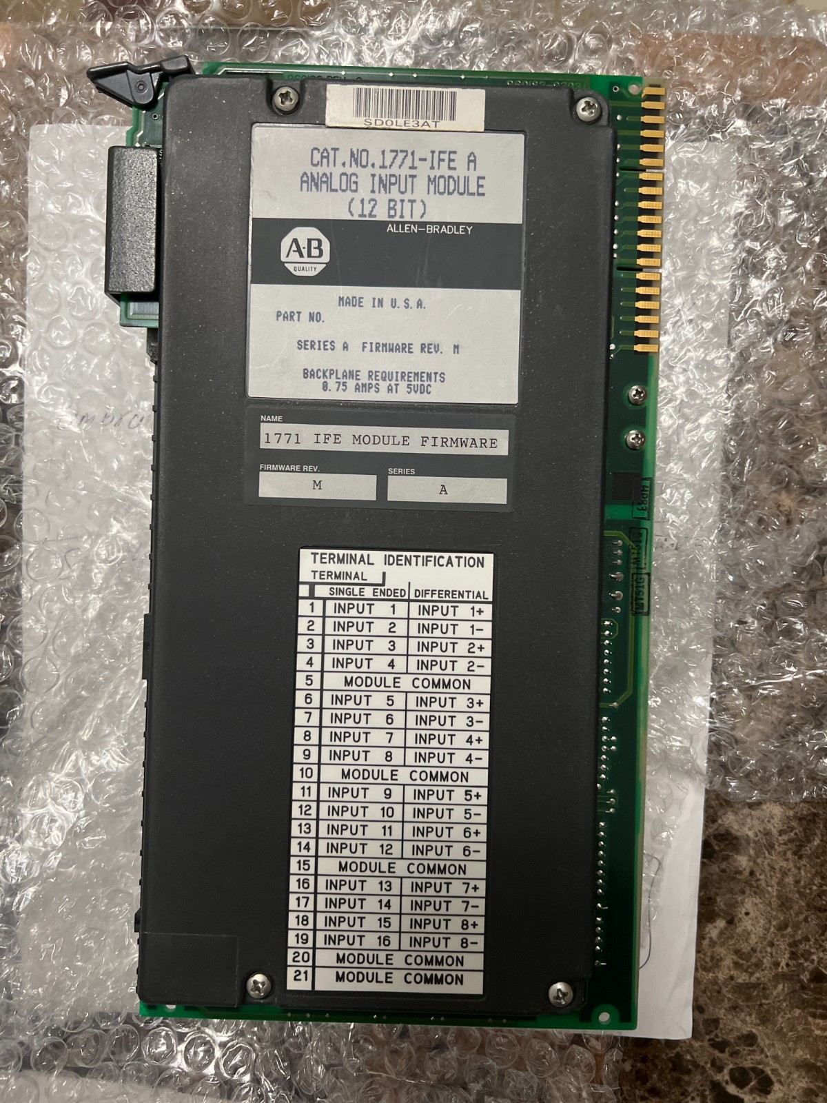 1771-IFE Ser A Analog Input Module Firmware - NEW No BOX 1771-IFE Ser A Analog Input Module Firmware - NEW No BOX