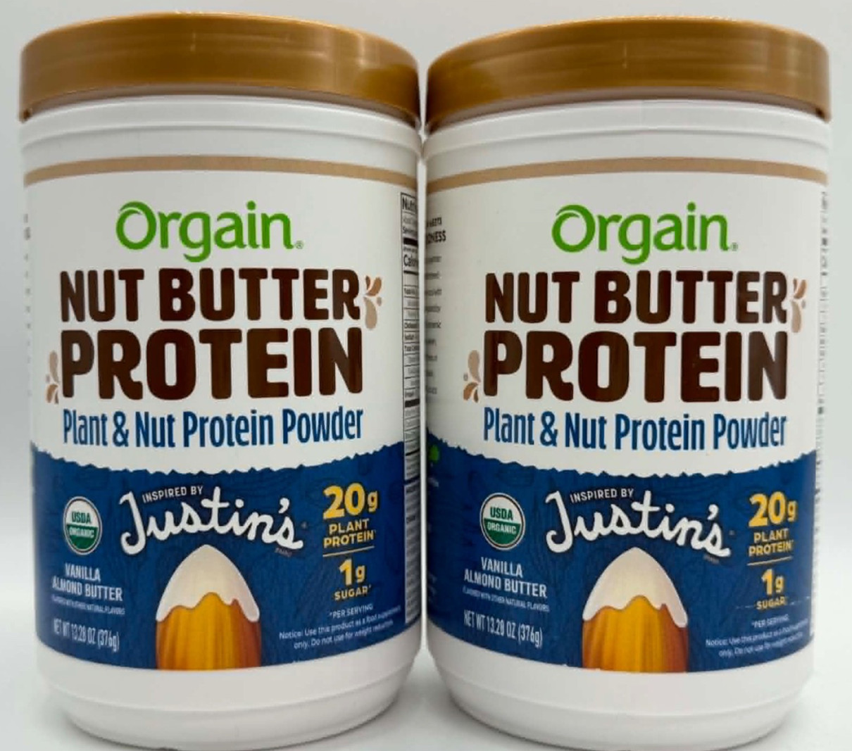 2PK Orgain Nut Butter Protein ~ Justin\'s Vanilla Almond Butter ~ EXP 2/27 ~ NEW 2PK Orgain Nut Butter Protein ~ Justin\'s Vanilla Almond Butter ~ EXP 2/27 ~ NEW