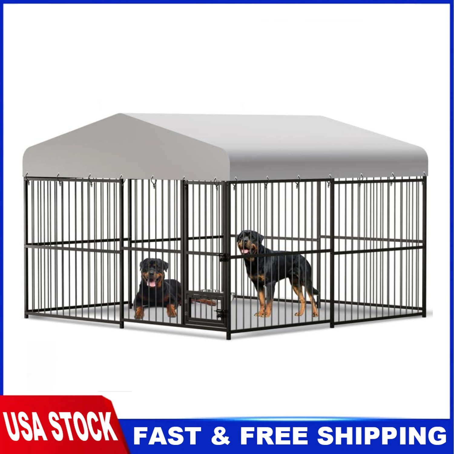 10X10X6FT Heavy Duty Dog Cage with Roof Large Outdoor Dog Kennel Safety Locks 10X10X6FT Heavy Duty Dog Cage with Roof Large Outdoor Dog Kennel Safety Locks