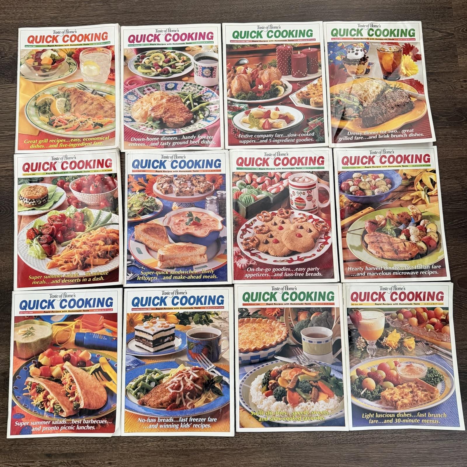 Taste of Home Quick Cooking Magazine Lot of 12 Vintage 1999 2000 Recipes Cooking