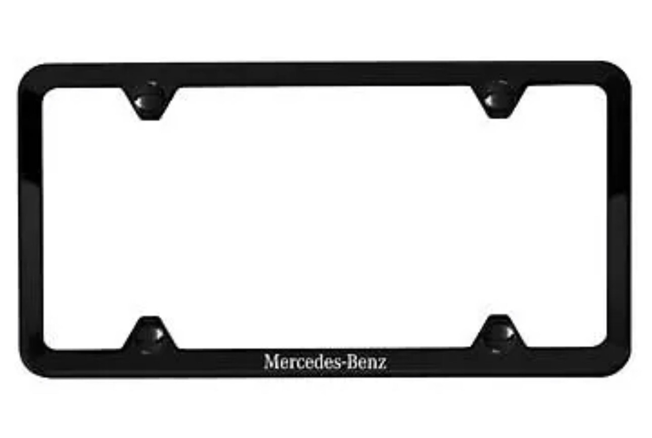 Genuine Mercedes Benz Black Powder Coat w/ Mercedes-Benz Etching Slimline Frame