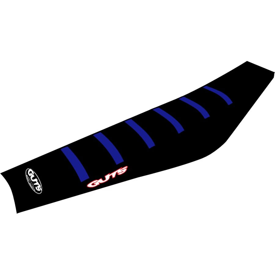 Guts Racing Ribbed Seat Cover - Black/Black/YZ Blue, Stock 9608R32S21T21