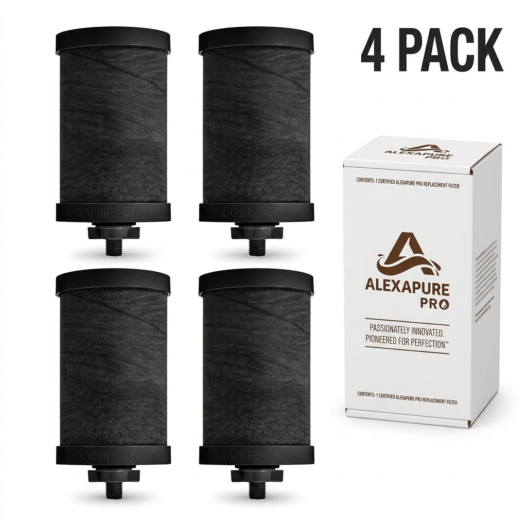 Alexapure PRO 2387 Replacement Water Filter 4 Filter Pack Black