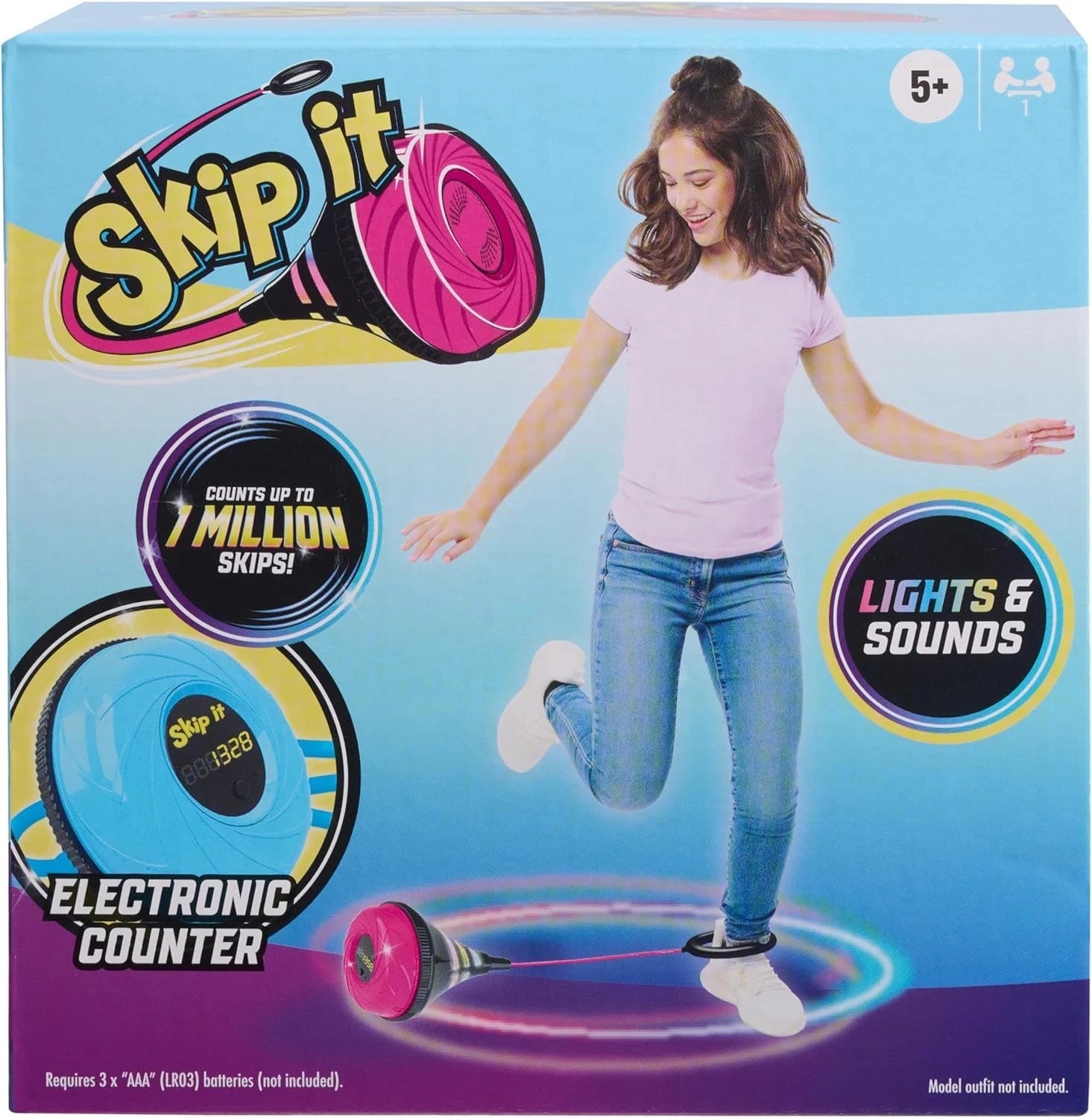 Just Play Skip It Retro Outdoor Toy, Light up Ball and Digital Counter, Blue, So