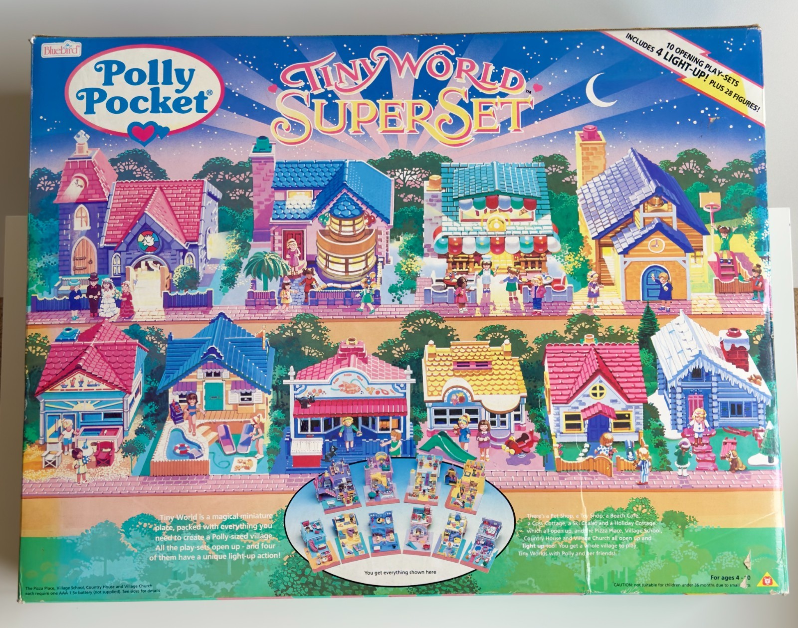 Rare 1994 Bluebird Polly Pocket Tiny World Super Set Toy Village Boxed Vintage