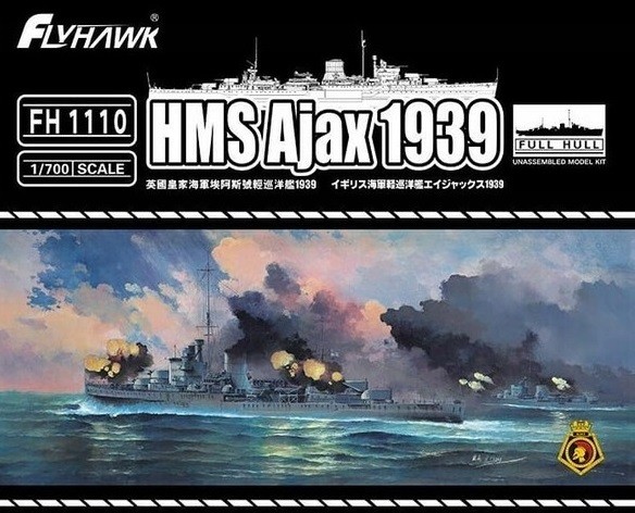 Flyhawk 1110 British Light Cruiser Ajax 1939 1/700 Scale Plastic Model Kit