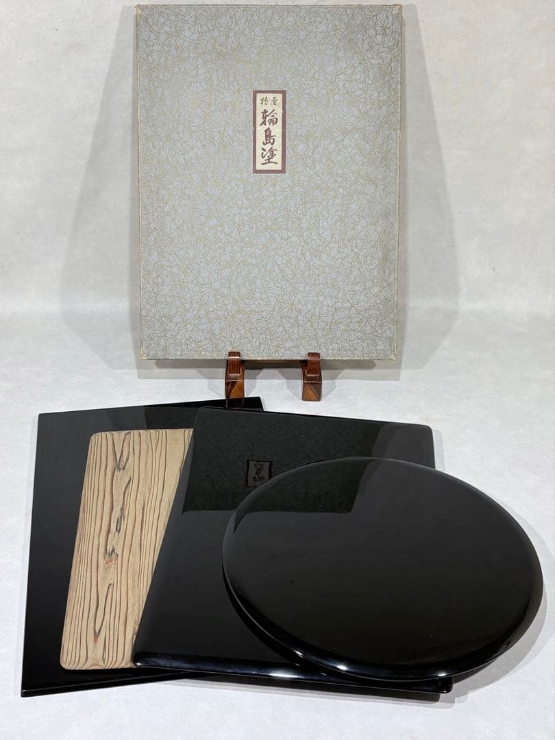 Wajima Lacquer Black Lacquer 3-Piece Set Floorboards and Cedar Boards