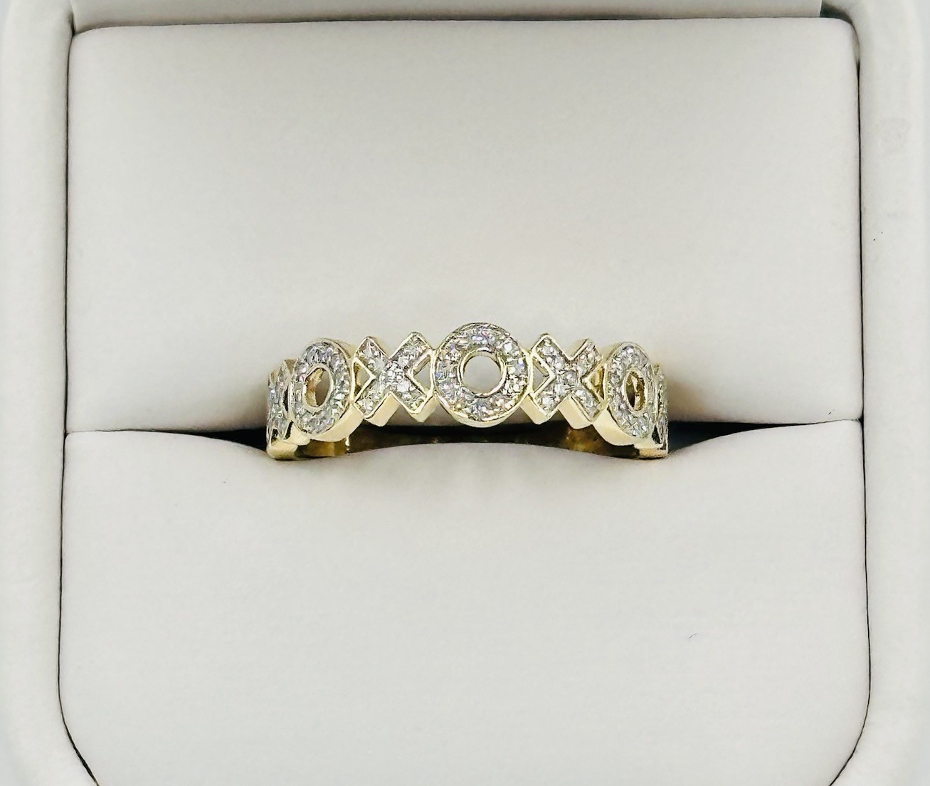 1/3cttw Natural Diamond Pavé Cluster XO 5.6mm Band Ring 14k Yellow Gold 2.4 Gr