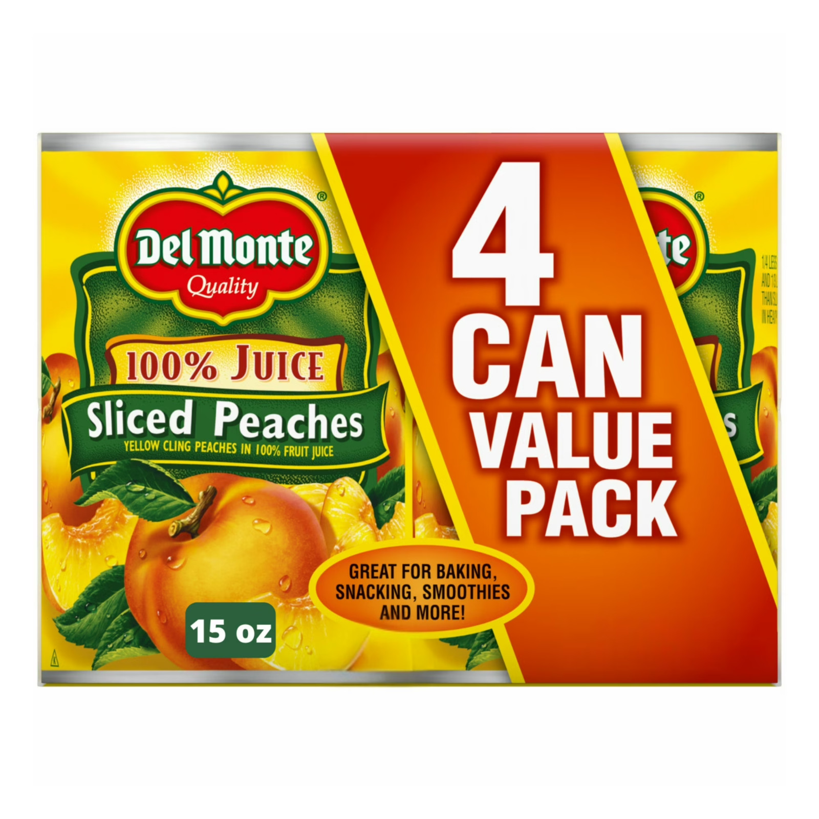 Yellow Cling Sliced peaches in 100% Juice 15 oz Can (Pack of 4) canned Fruit.... Yellow Cling Sliced peaches in 100% Juice 15 oz Can (Pack of 4) canned Fruit....