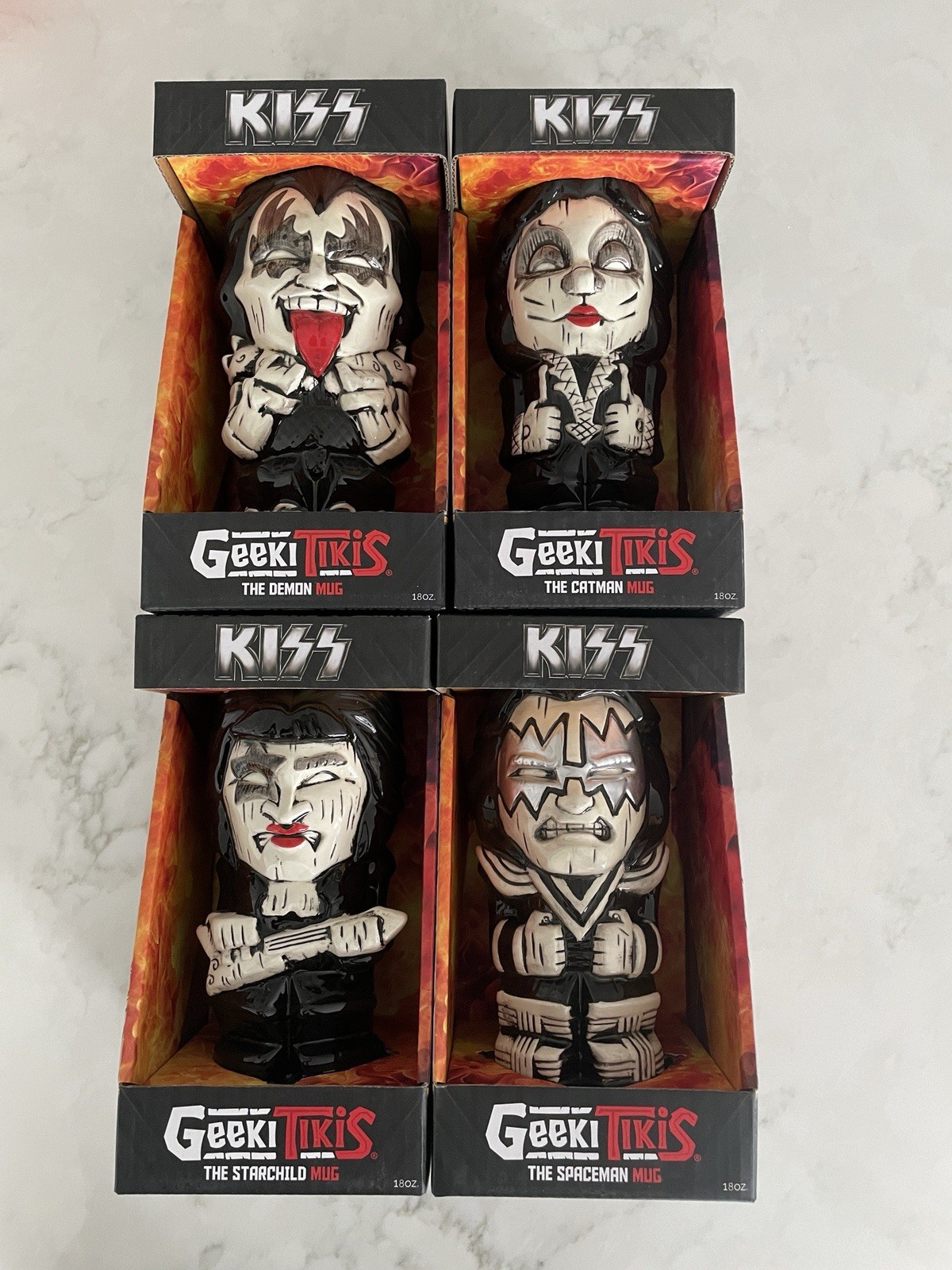 KISS GEEKI TIKIS MUGS 2019 SOLD OUT Super Rare Brand New Sealed SET GENE PAUL
