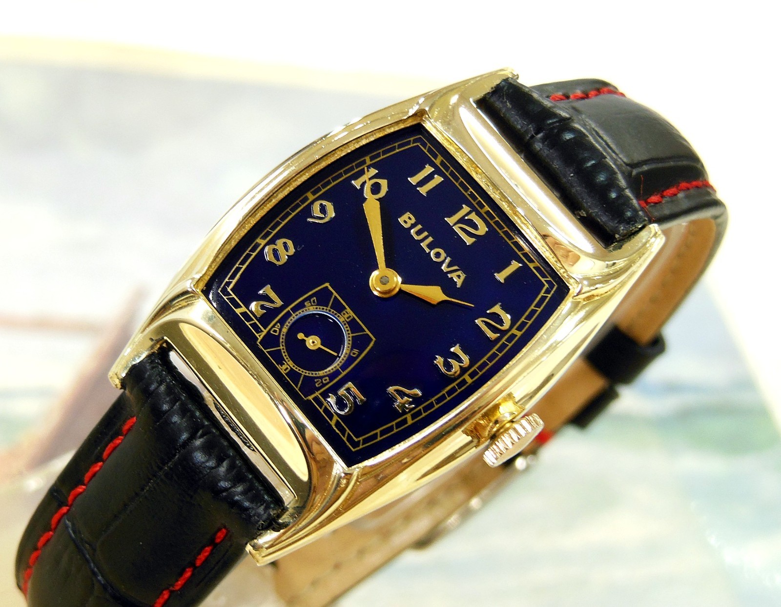 1951 Vintage BULOVA Fancy Case, Stunning BLUE Dial, Serviced & Warranty