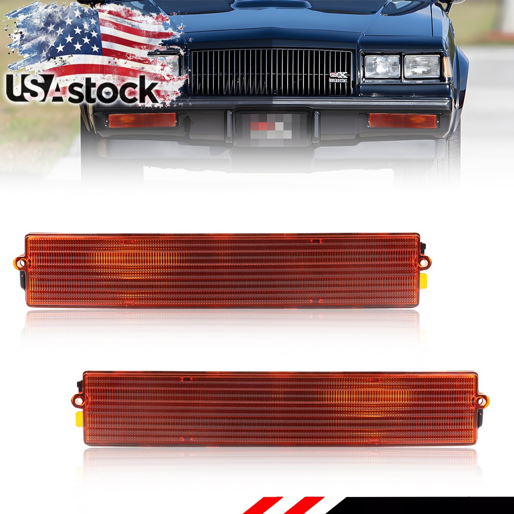 2X Amber Lens Front Bumper Parking Turn Signal Lights For 1980-1987 Buick Regal