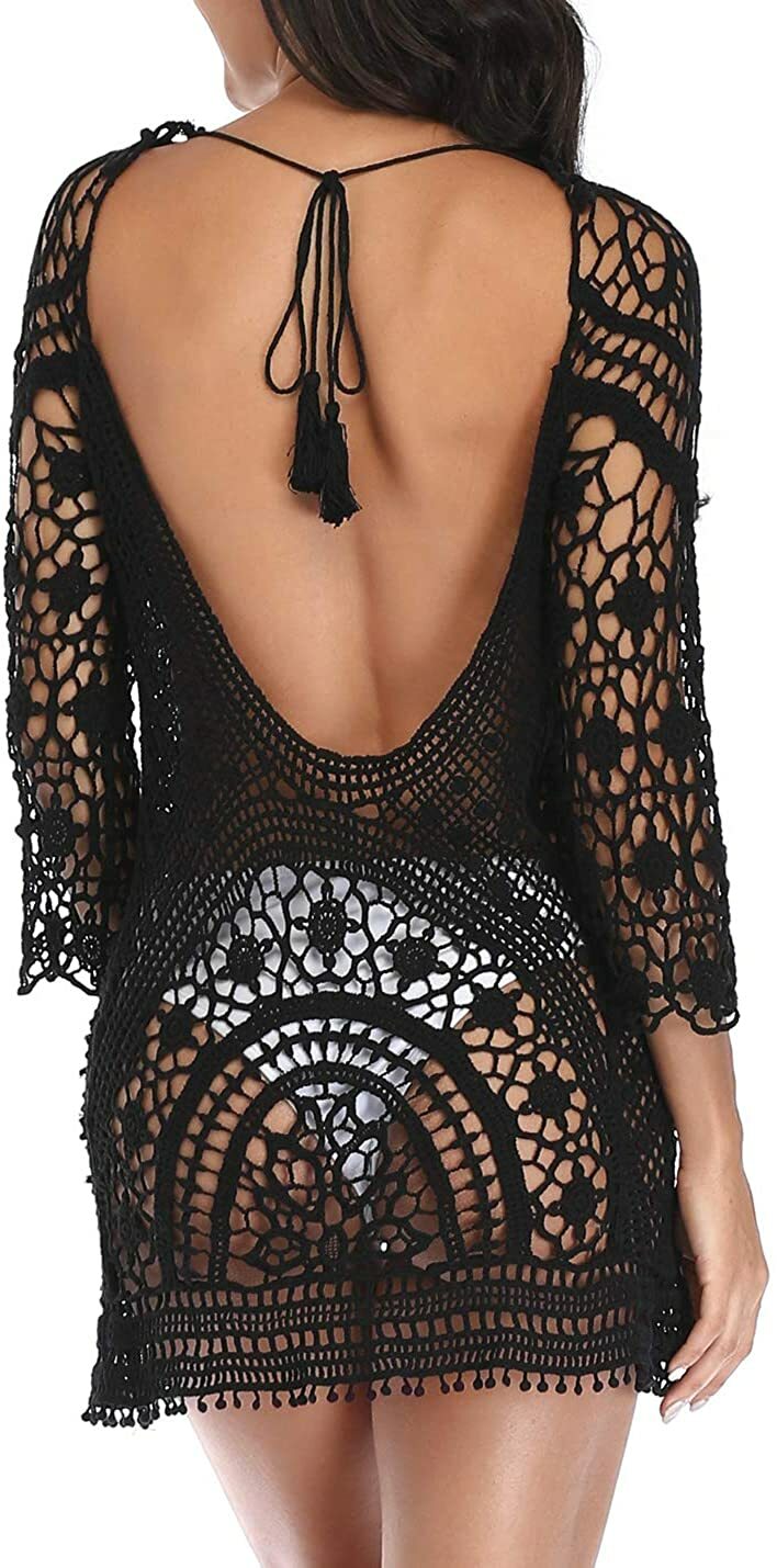 Women’s Bathing Suit Cover Up Crochet Lace Bikini Swimsuit Dress One Size Women’s Bathing Suit Cover Up Crochet Lace Bikini Swimsuit Dress One Size