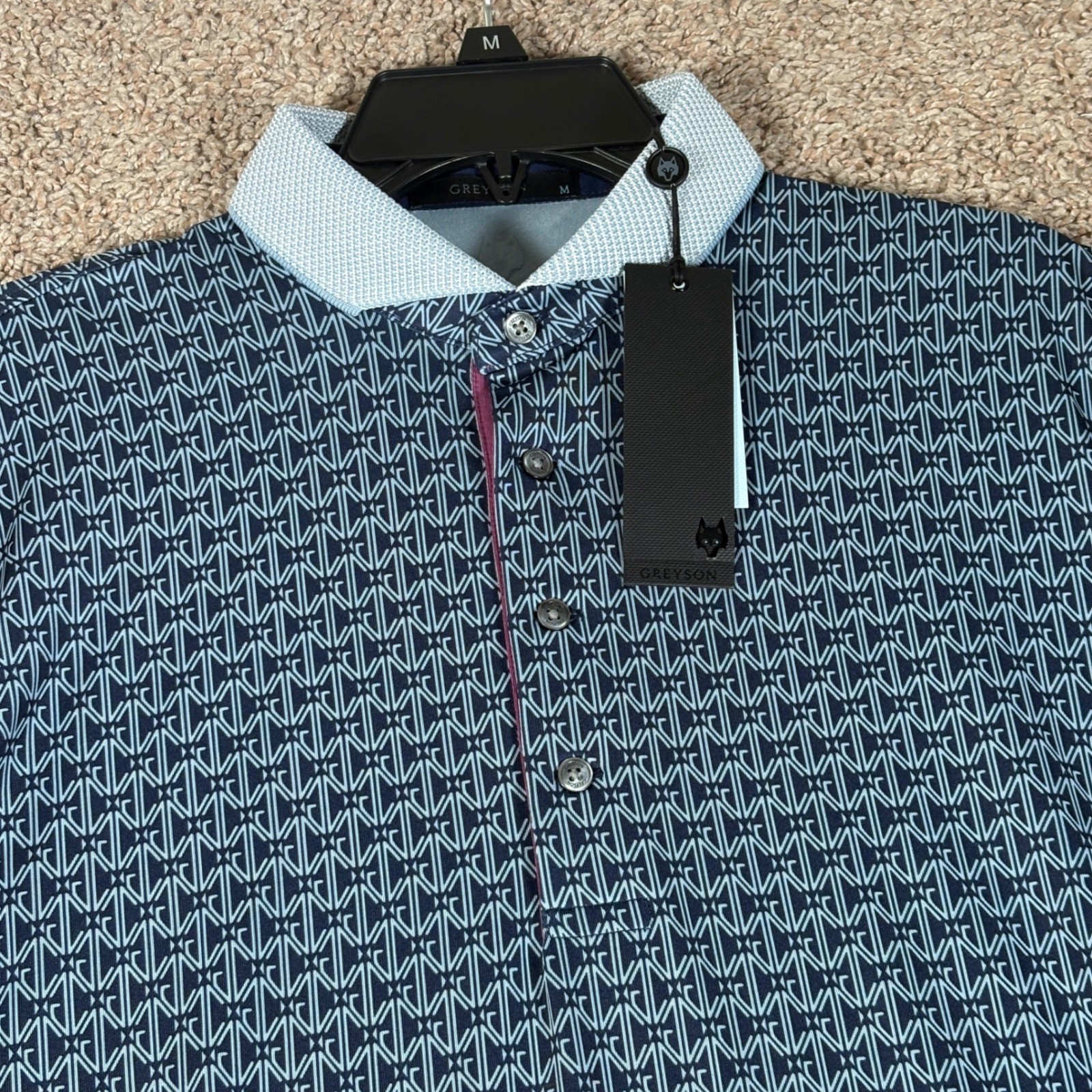 Greyson Monogram Polo Shirt Maltese Blue MSP25K47 Mens Medium New With Tags