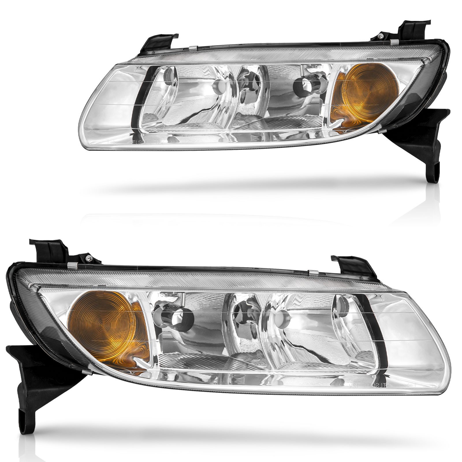2Pcs Headlights For 2000-2002 Saturn L Series Chrome Headlamps Left+Right 2Pcs Headlights For 2000-2002 Saturn L Series Chrome Headlamps Left+Right