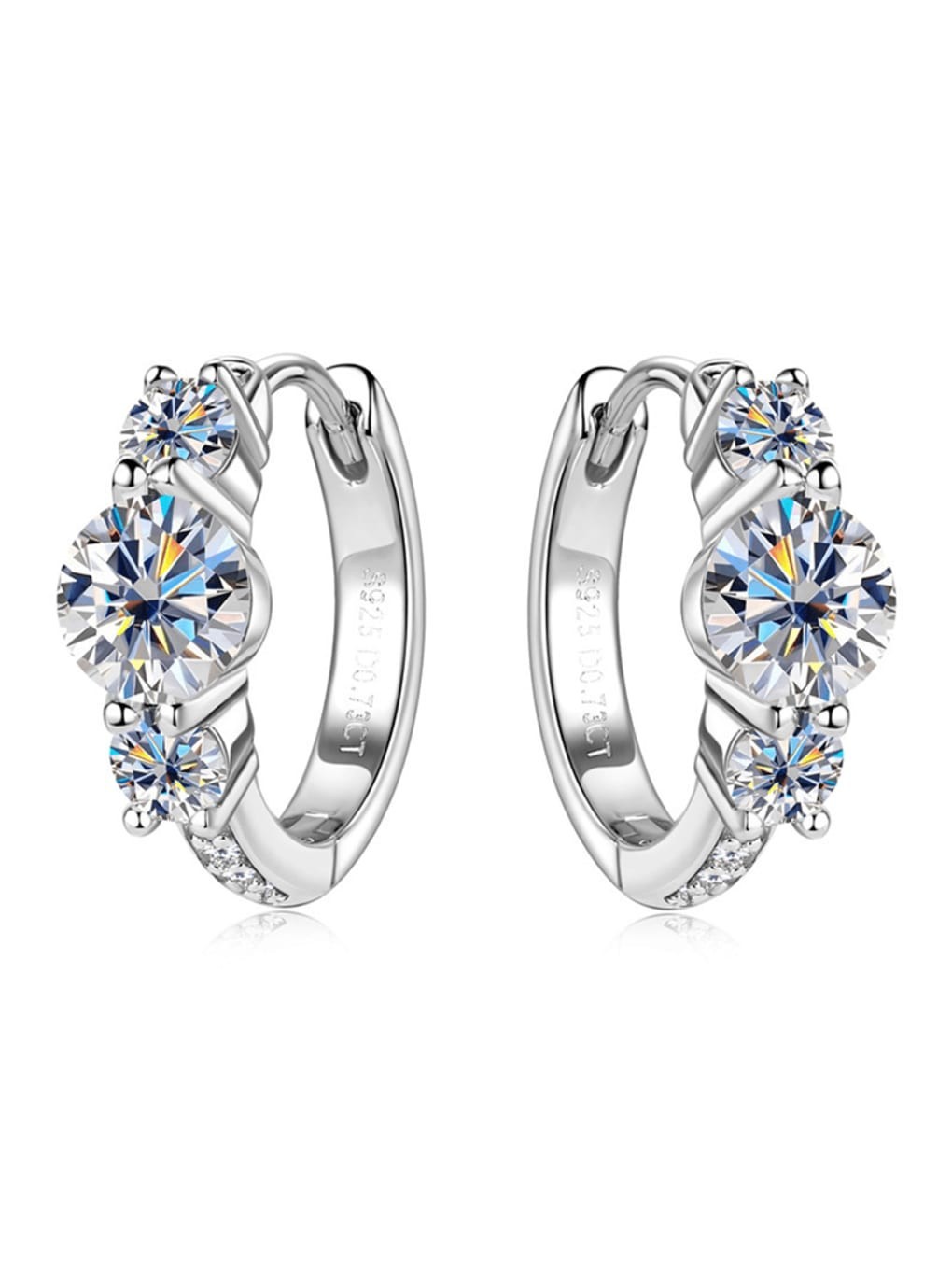 Aurvelle Moissanite Hoop Earrings 925 Sterling Silver Huggie Round Stones Women