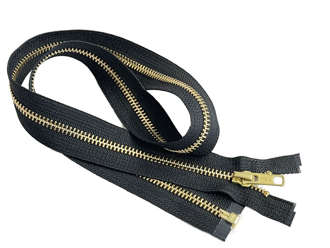 13 Inch Metal Zipper YKK #5 Golden Brass Medium Weight  Separating Made in USA