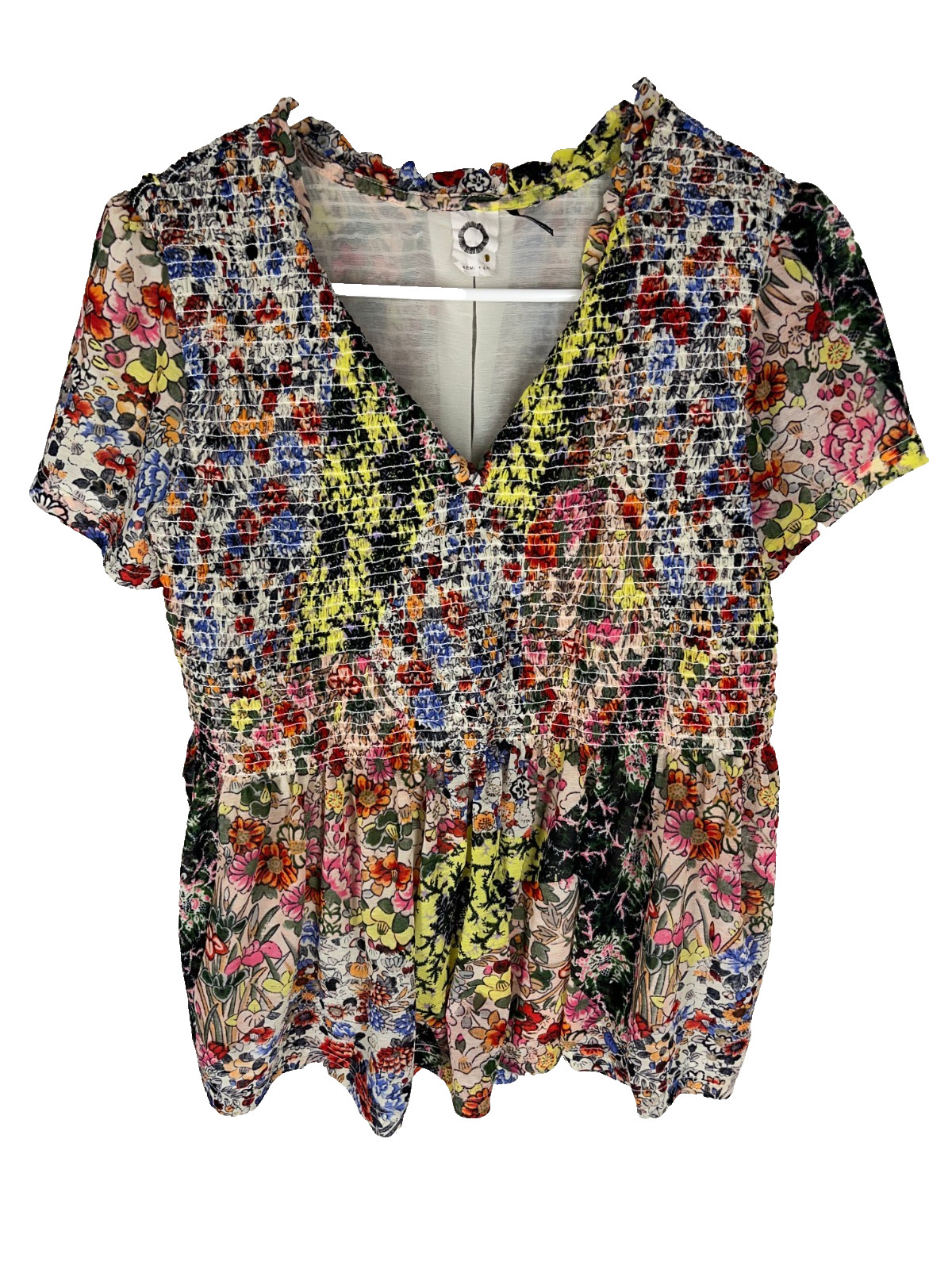 AKEMI + KIN Top Size Small Floral Smocked Boho DItzy Fairy Beach Summer Spring AKEMI + KIN Top Size Small Floral Smocked Boho DItzy Fairy Beach Summer Spring