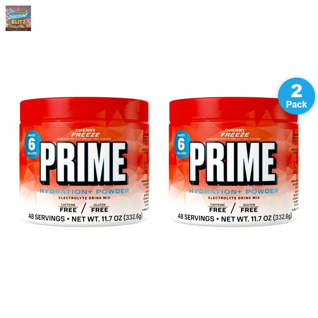 PRIME Hydration+ Electrolyte Powder - Cherry Freeze, 11.7oz (2 Pack) BB 2/28