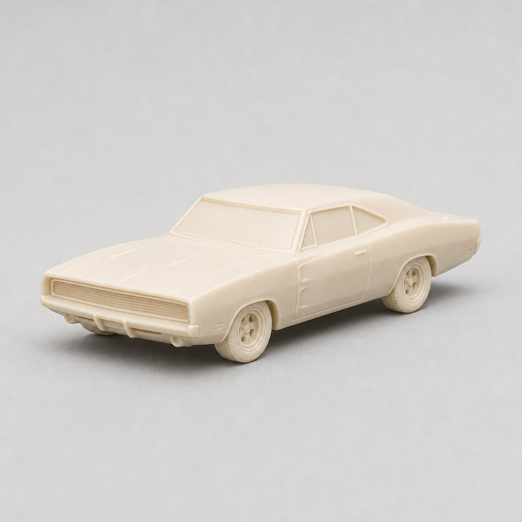 3D Printed Resin Model 1970 Dodge Charger N Scale 1:160 Matte Ivory Unpainted