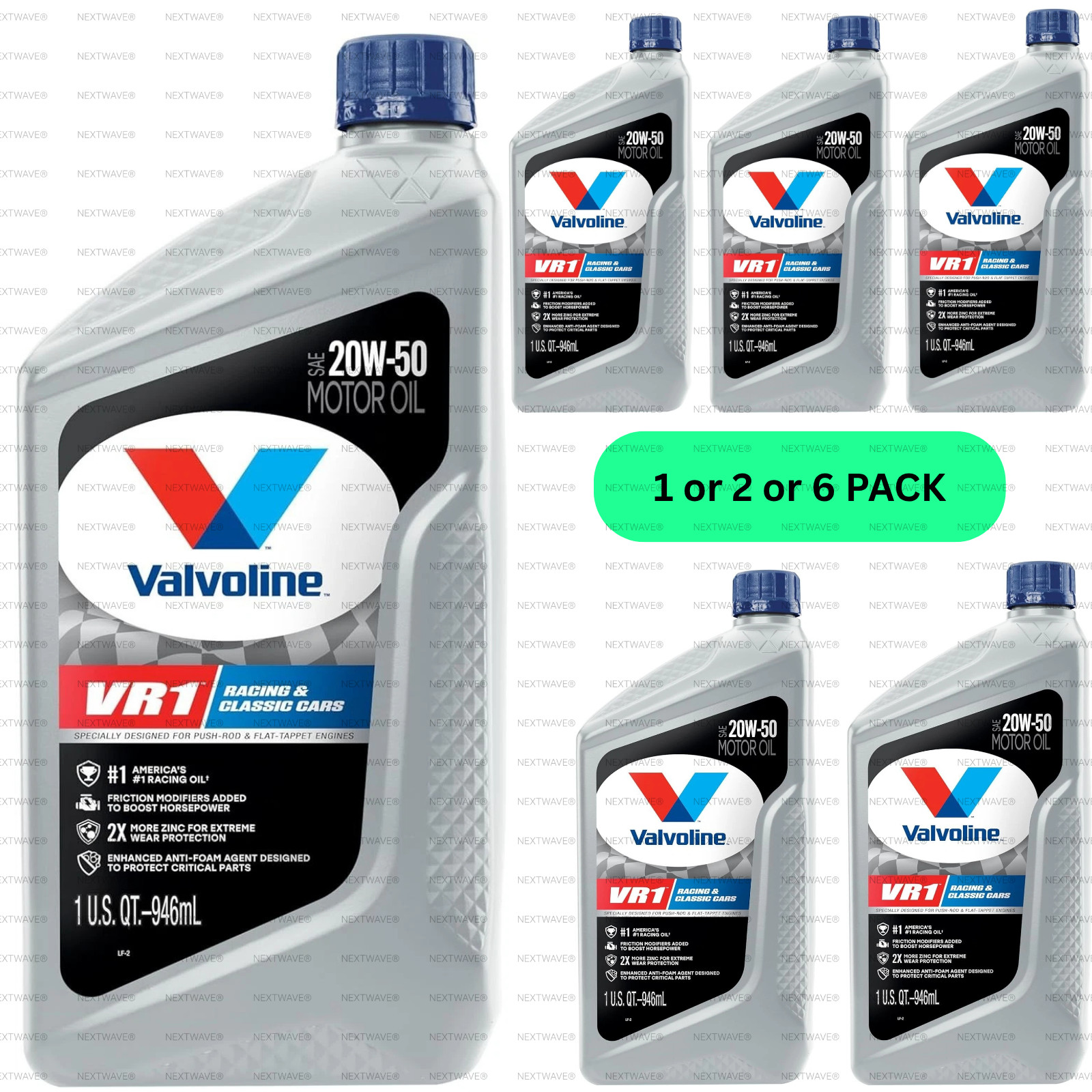 1 or 2 or 6 Valvoline VR1 Racing SAE 20W-50 High Performance Zinc Motor Oil 1 QT 1 or 2 or 6 Valvoline VR1 Racing SAE 20W-50 High Performance Zinc Motor Oil 1 QT