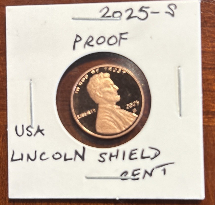 2025 S Lincoln Shield Cent Proof Penny From US Proof Set