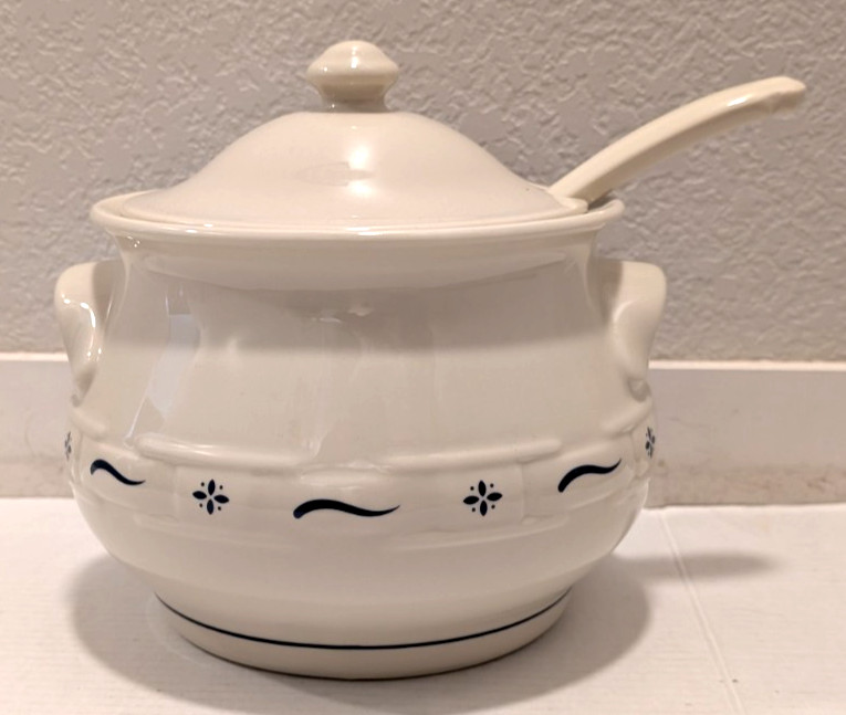 Longaberger Woven Traditions Soup Tureen with Lid & Ladle - Mint Condition