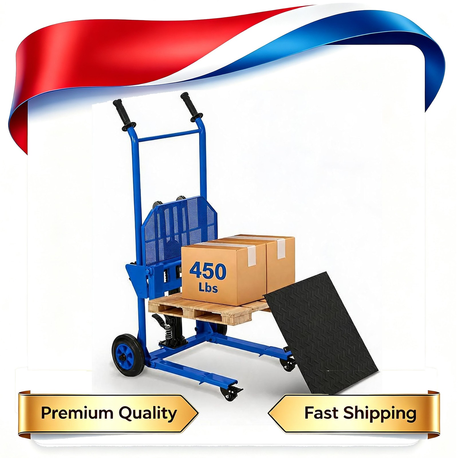 450lbs Hydraulic Lift Material Winch Stacker Pallet Dolly Removable Platform 36\