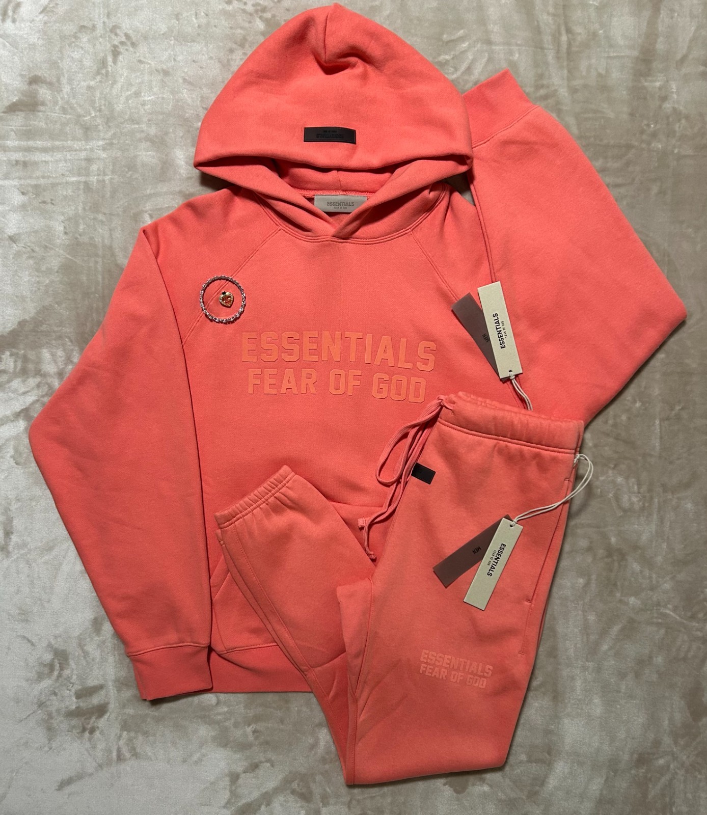 essentials coral hoodie and pants set essentials coral hoodie and pants set