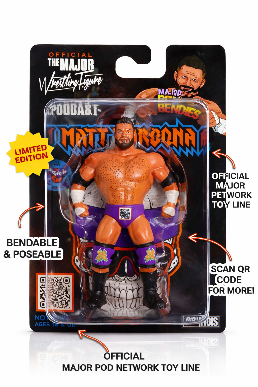 Major Bendies Matt Cardona Wrestling Figure Limited Edition Bendable Toy