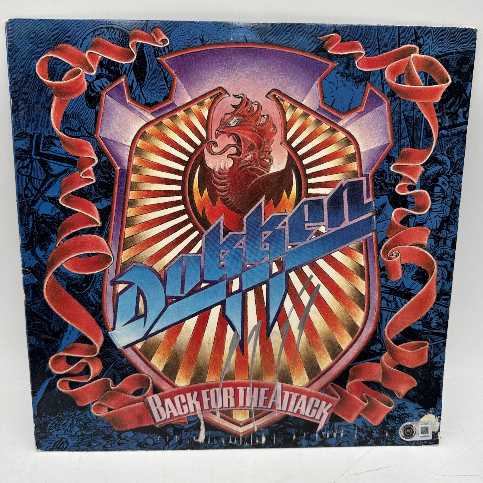 Dokken Back for the Attack Vinyl Album Record Signed by George Lynch Mob BAS