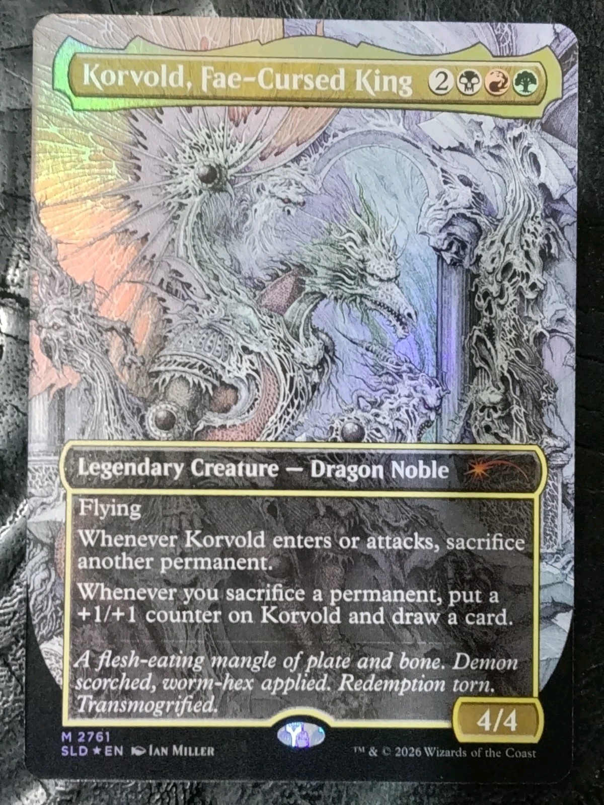 Korvold, Fae-Cursed King  2761 - Secret Lair Drop Foil Ian Miller In Hand