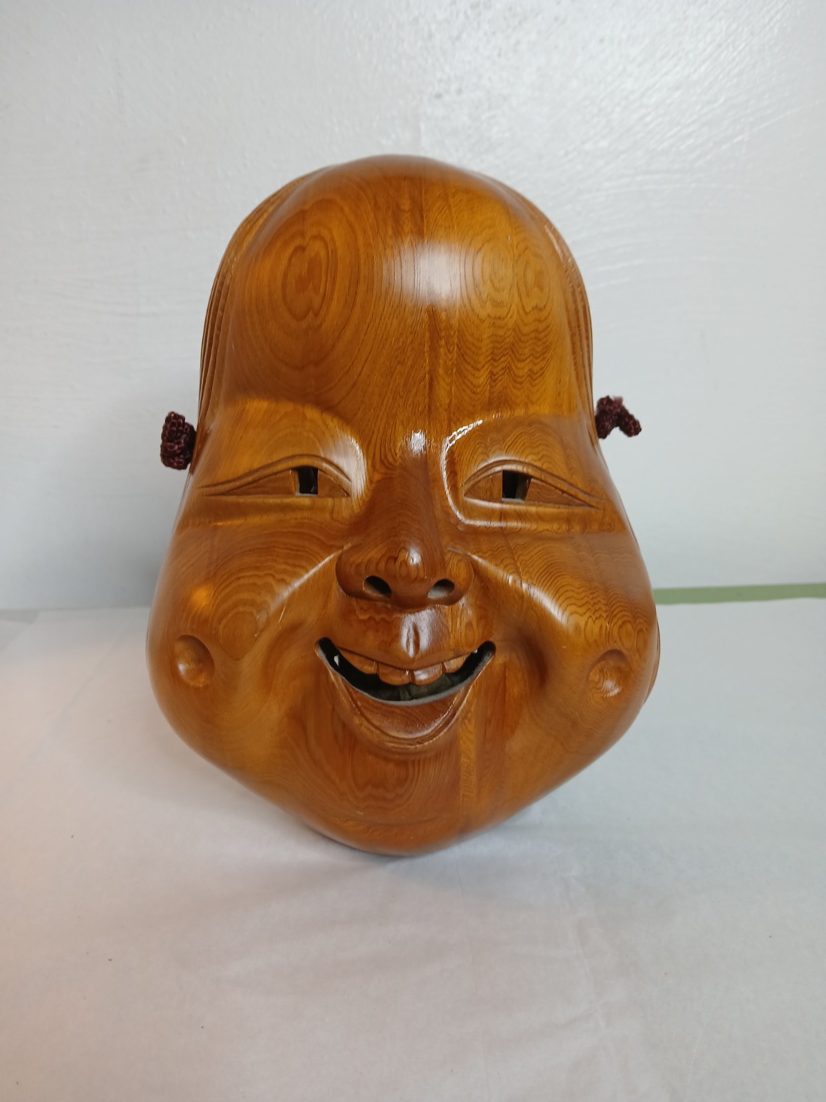 Noh Mask Ofuku Okame Japanese Vintage Antique Wood Carving Japan 1974 9\