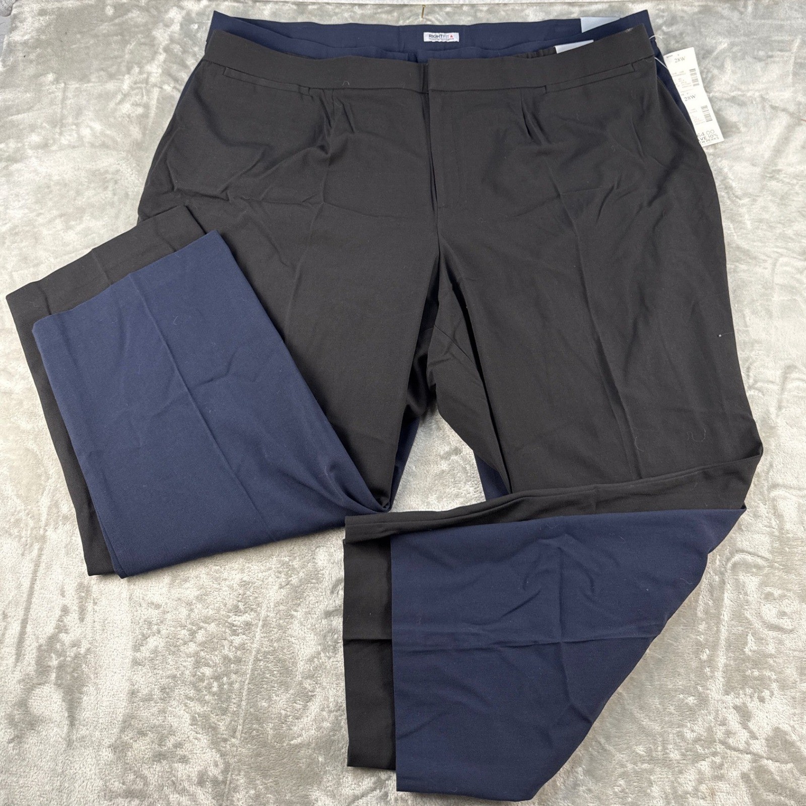 Catherines Dress Pants Womens 28W Right Fit Curvy Black Navy Blue Bundle NEW