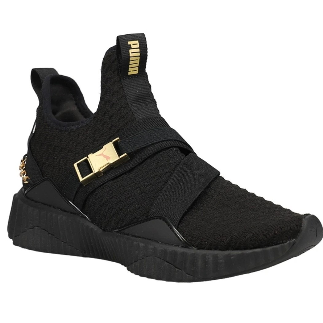 Size 10 - Puma Defy Mid Black Gold W Women\'s Pullon Athletic Athleisure School Size 10 - Puma Defy Mid Black Gold W Women\'s Pullon Athletic Athleisure School
