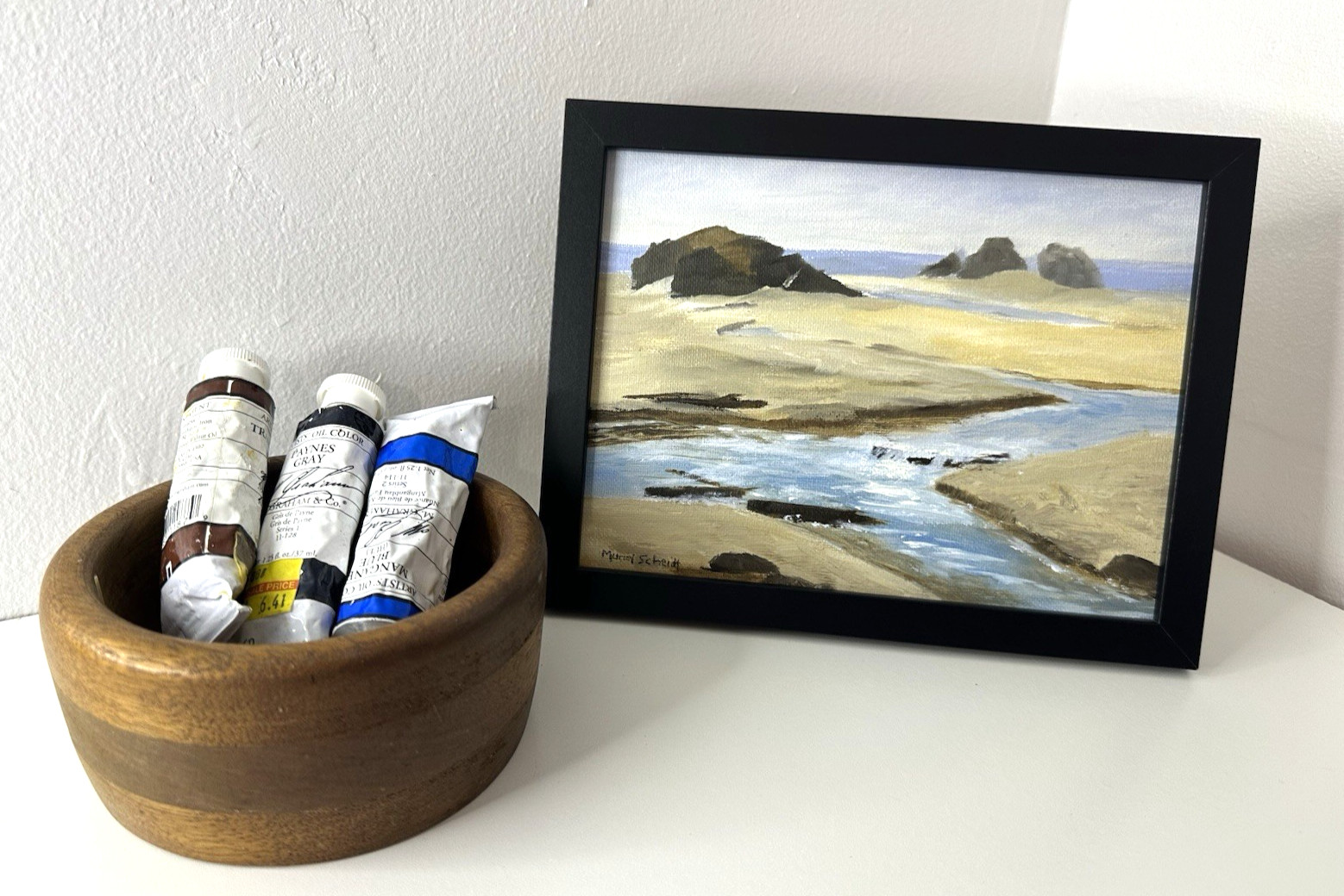 8x6 Original Framed Oil Painting Plein Air Beach Scene Oregon Coast PNW 8x6 Original Framed Oil Painting Plein Air Beach Scene Oregon Coast PNW