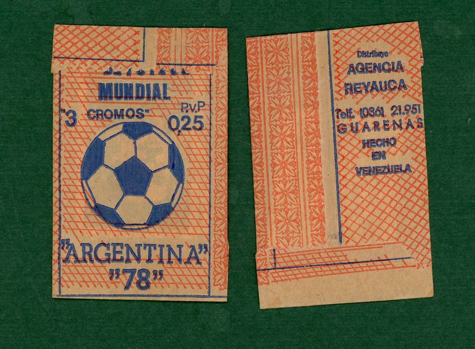 2 Vintage 1978 Argentina World Cup Soccer Sealed Packs Reyauca Rare Venezuela 2 Vintage 1978 Argentina World Cup Soccer Sealed Packs Reyauca Rare Venezuela