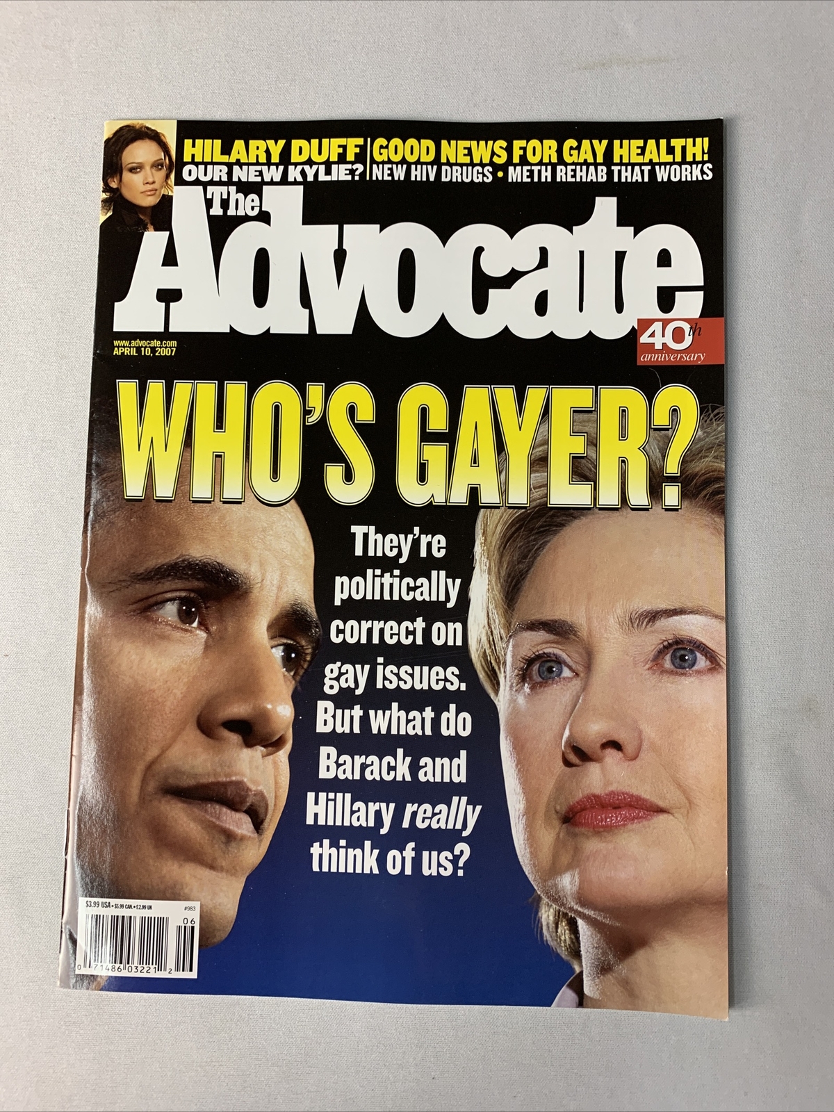 The Advocate Magazine Gay interest April 2007 Barack Obama Hilary Clinton The Advocate Magazine Gay interest April 2007 Barack Obama Hilary Clinton