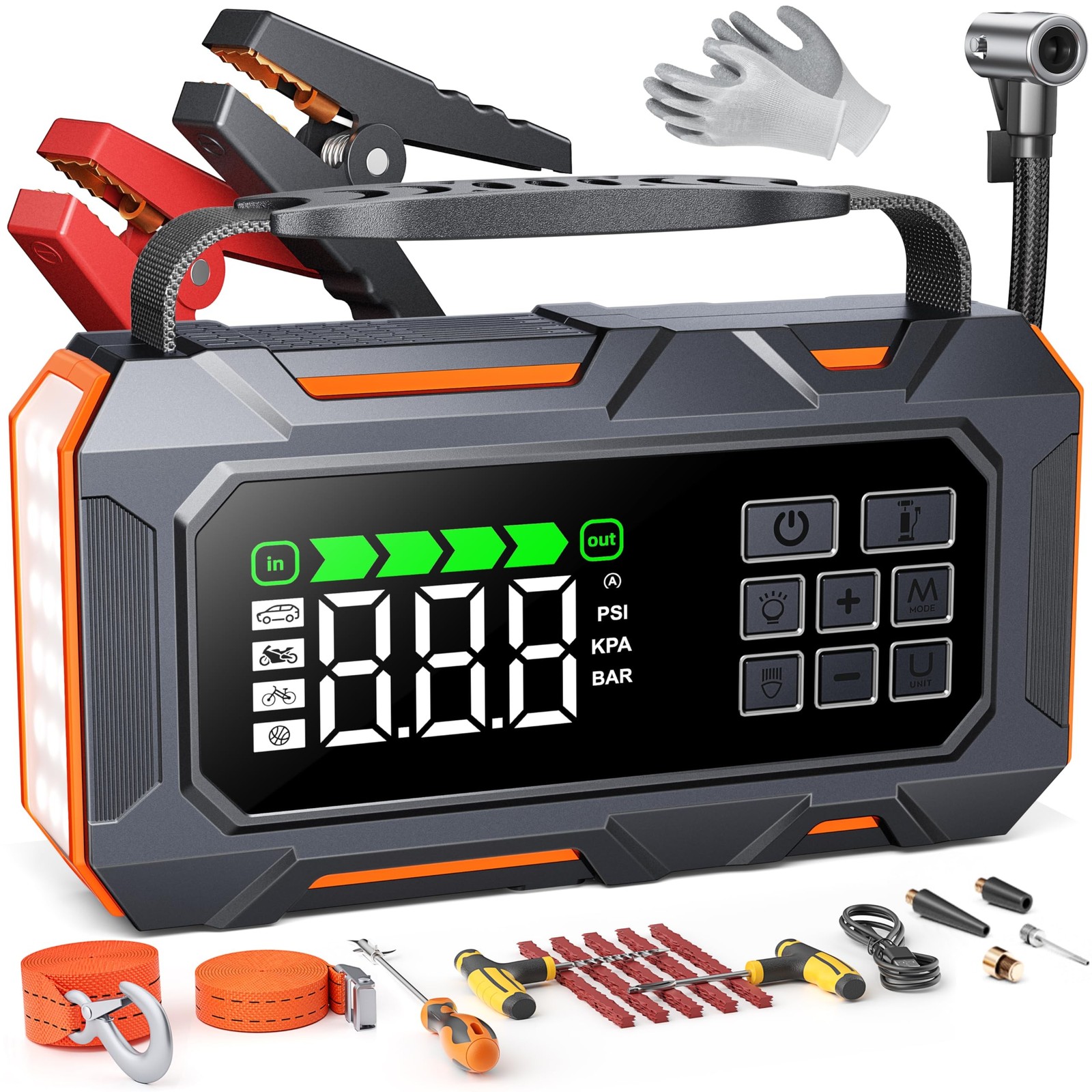 TREKURE 16-in-1 Car Jump Starter with Air Compressor 160PSI, 8000A Jump Starter TREKURE 16-in-1 Car Jump Starter with Air Compressor 160PSI, 8000A Jump Starter