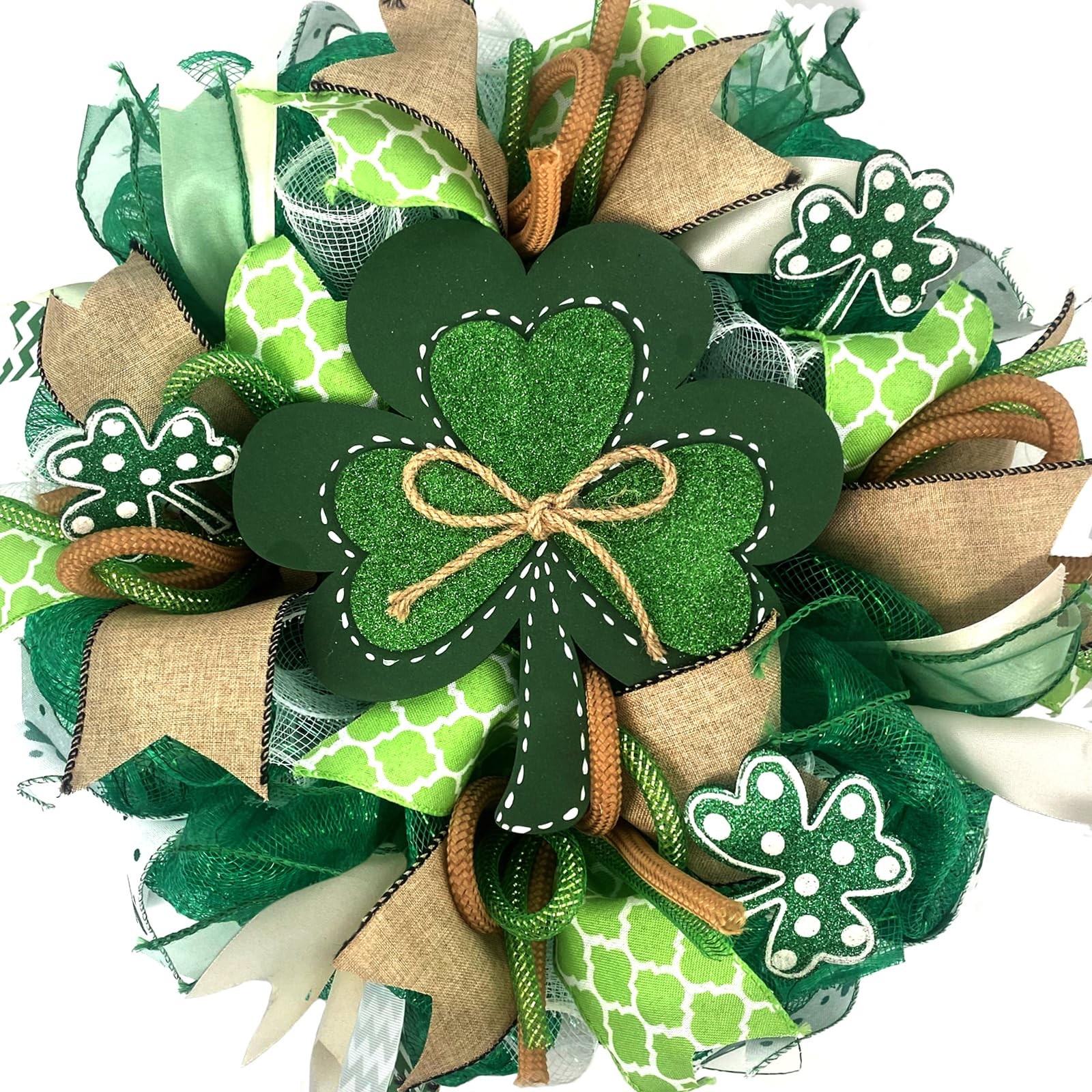 Bibelot St. Patrick's Day Wreath 18 inch Green Mesh Wreath with Clover Ribbon Bibelot St. Patrick's Day Wreath 18 inch Green Mesh Wreath with Clover Ribbon