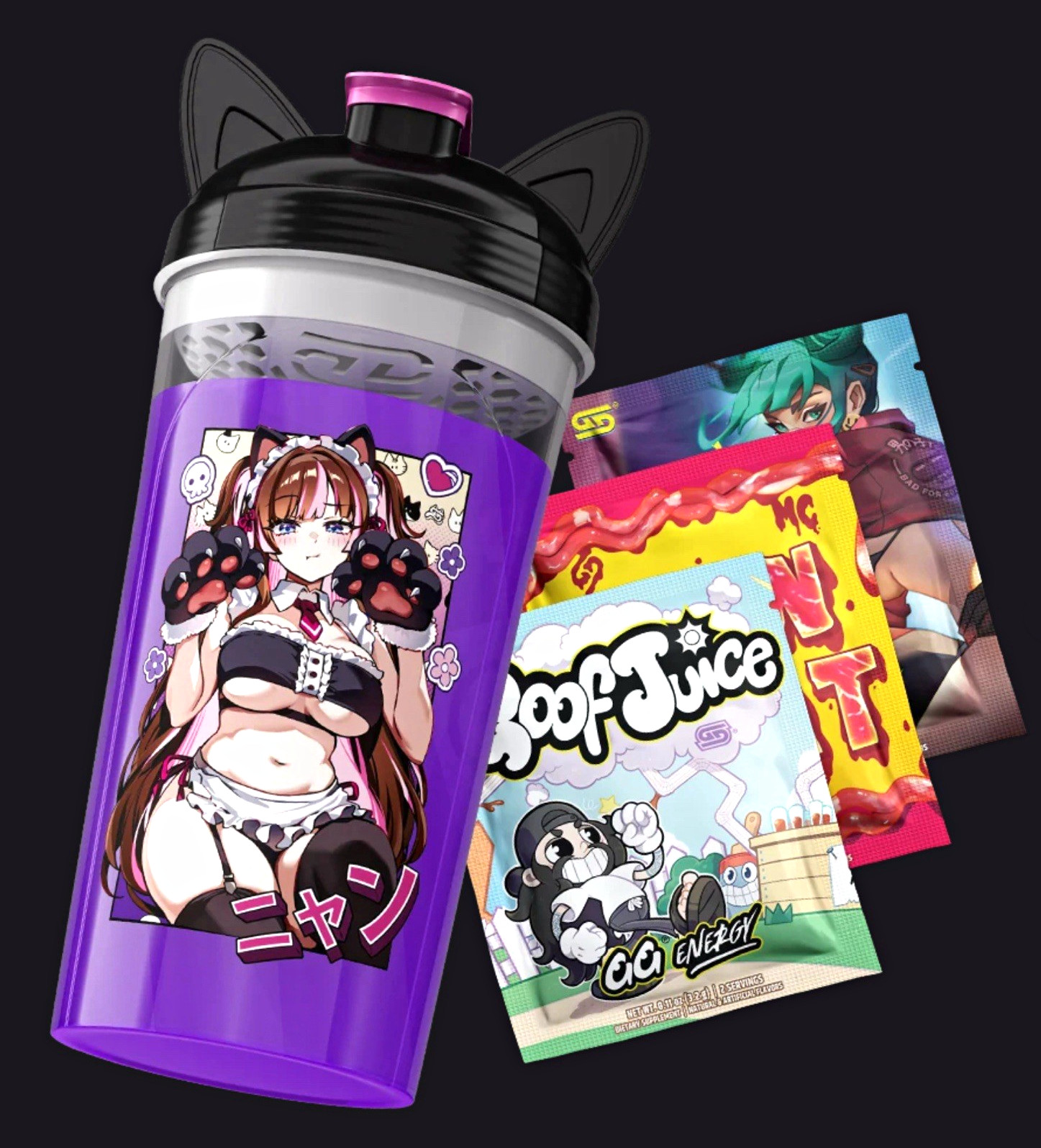 GamerSupps Waifu Cups Nyan Service, Limited Edition, with Set of GG Sample packs