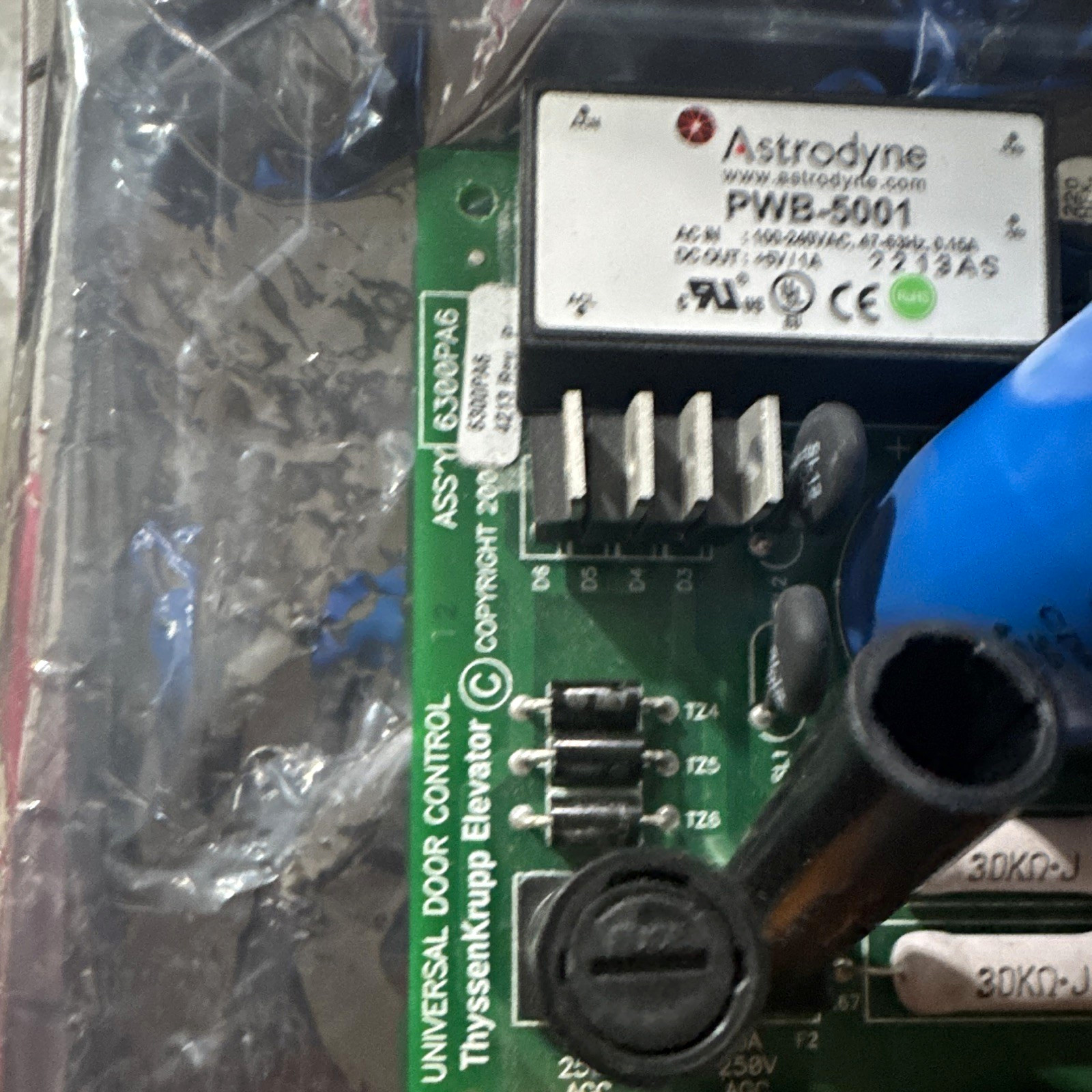 USED ThyssenKrupp Elevator 6300PA6 Universal Door Control. BROKEN FUSE HOLDER.. USED ThyssenKrupp Elevator 6300PA6 Universal Door Control. BROKEN FUSE HOLDER..